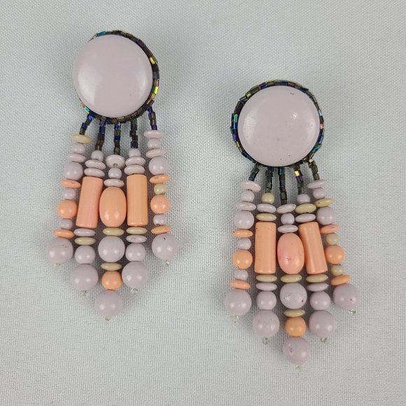 Vintage Lavender & Peach Statement Earrings